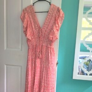 Elegant Pink/Peach Maxi Dress